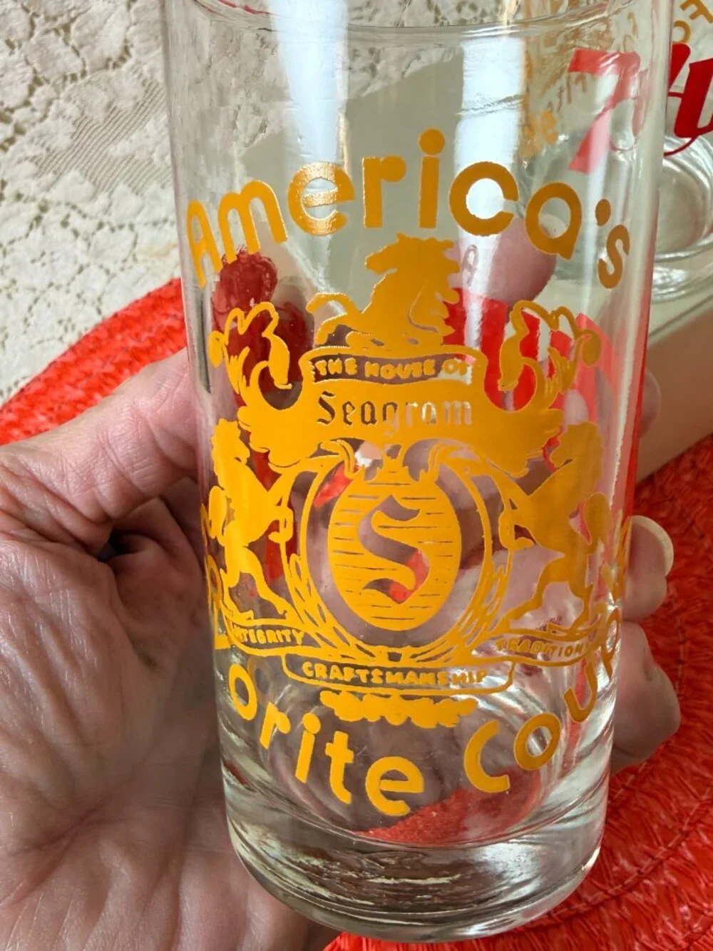 Vintage Seagram's 7 & 7 America's Favorite Couple Highball (4) Glass Set - 10oz